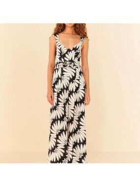 FARM RIO Copacabana Women’s Black & White Floral Wide-Leg Jumpsuit